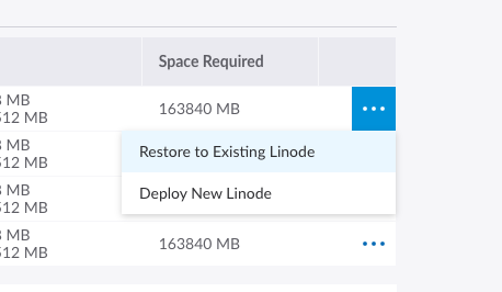 Snapshot restoration menu